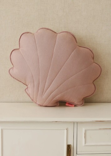 Poduszka muszla pudrowy roz lniana