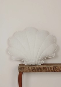 Poduszka Muszla Biała- lniana