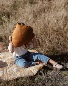 Poduszka Liść Karmel -  lniana