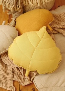 Poduszka Liść Miód  lniana