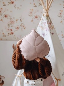 Poduszka Liść Pudrowy Róż lniana