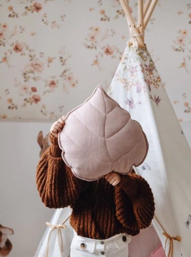 Poduszka Lisc Pudrowy Roz lniana