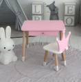 Stolik dziecięcy z szufladą i krzesełkiem korona – różowy zestaw mebli