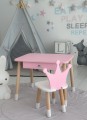 Stolik dziecięcy z szufladą i krzesełkiem korona – różowy zestaw mebli