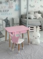 Stolik dziecięcy z szufladą i krzesełkiem korona – różowy zestaw mebli