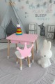 Stolik dziecięcy z szufladą i krzesełkiem korona – różowy zestaw mebli