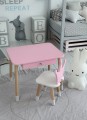 Stolik dziecięcy z szufladą i krzesełkiem korona – różowy zestaw mebli
