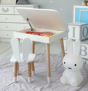 Stolik z krzesełkiem dla dziecka otwierany - Biały Królik