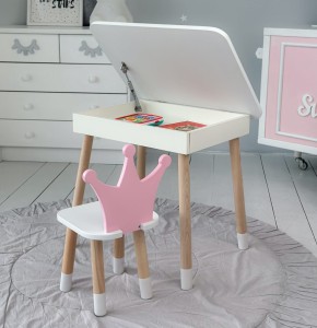 Stolik z krzesełkiem dla dziecka otwierany - Biały Korona