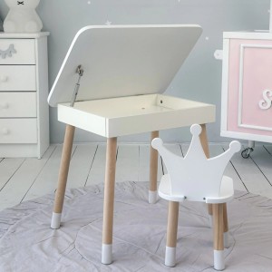 Stolik dla dziecka otwierany z krzesełkiem - Biały Korona