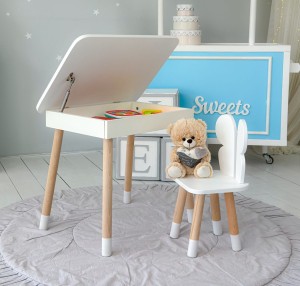 Stolik z krzesełkiem dla dziecka otwierany - Biały Motyl