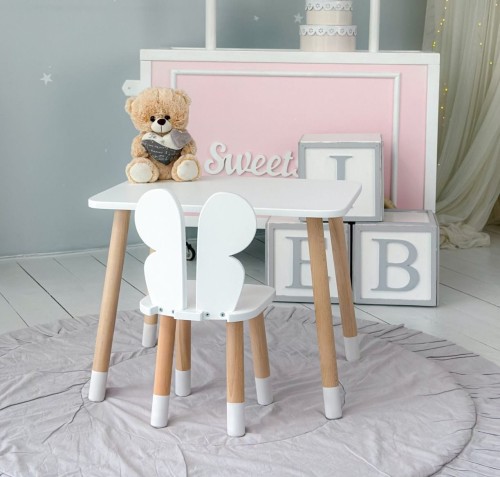 Stolik i krzesełko dla dziecka Biały Motyl