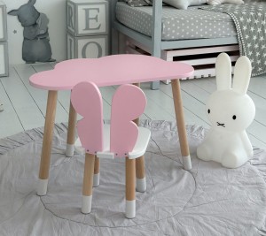 Różowy Stolik i krzesełko dla dziecka Chmurka - Motyl