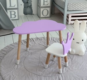 Fioletowy Stolik i krzesełko dla dziecka Chmurka - Korona