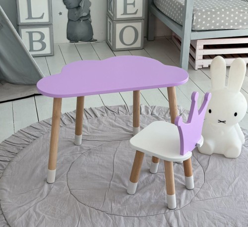 Fioletowy Stolik i krzesełko dla dziecka Chmurka - Korona