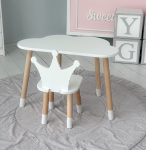 Biały Stolik i krzesełko dla dziecka Chmurka - Korona