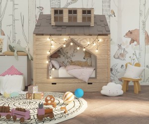 Łóżko Domek dla dzieci z dachówkami