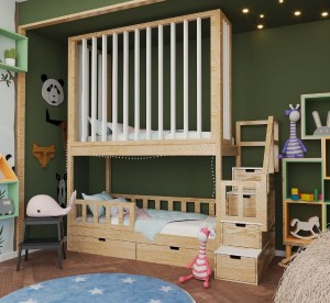 Łóżko Piętrowe z Lamelami