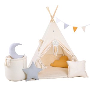 Namiot Tipi Kremowy obłoczek Zestaw duży