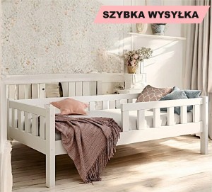 Łóżko dziecięce z barierkami LUNA białe
