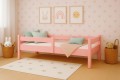 Łóżko dziecięce z barierkami Japońskie Montessori Różowe