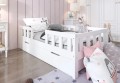 Łóżko dziecięce z szufladą i barierkami Lila Białe