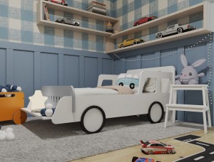 Drewniane łóżko dziecięce Auto
