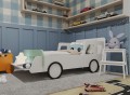 Łóżko dziecięce auto drewniane białe pokój dziecięcy