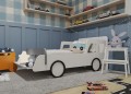 Łóżko dziecięce auto drewniane białe pokój dziecięcy