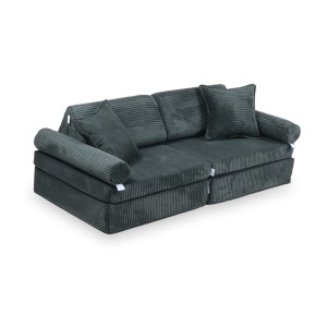 Mini Sofa dla Dzieci Montessori – Piankowa Sofa do Zabawy, Sztruks Grafit - 10 el