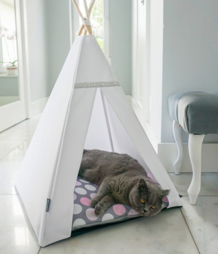 Tipi dla psa i kota legowisko rozowe grochy