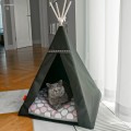 Tipi dla psa i kota legowisko rozowe grochy czarne