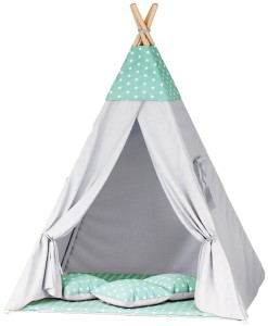 Tipi dla dzieci Gwiazdki mięta szary
