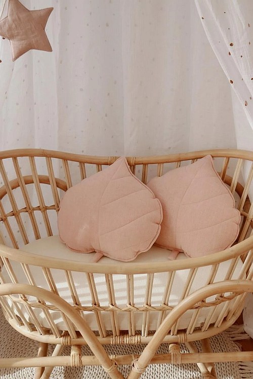 Poduszka Lisc Delikatny Roz lniana